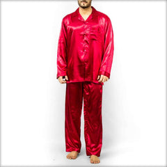 Polyester Solid Satin Men's PJ Set PJ51-DR