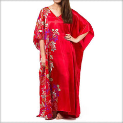 Midnight Dream Floral Print Red Kaftan