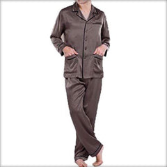 Solid Satin Men's PJ Set With Piping PJ53-CH