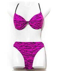 Pink Polka Dotted Single Padded Bikini Set - Designer Bikini Set