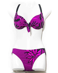 Purple Flower Single Padded Bra Panty Set - Sexy Bra Panty Set