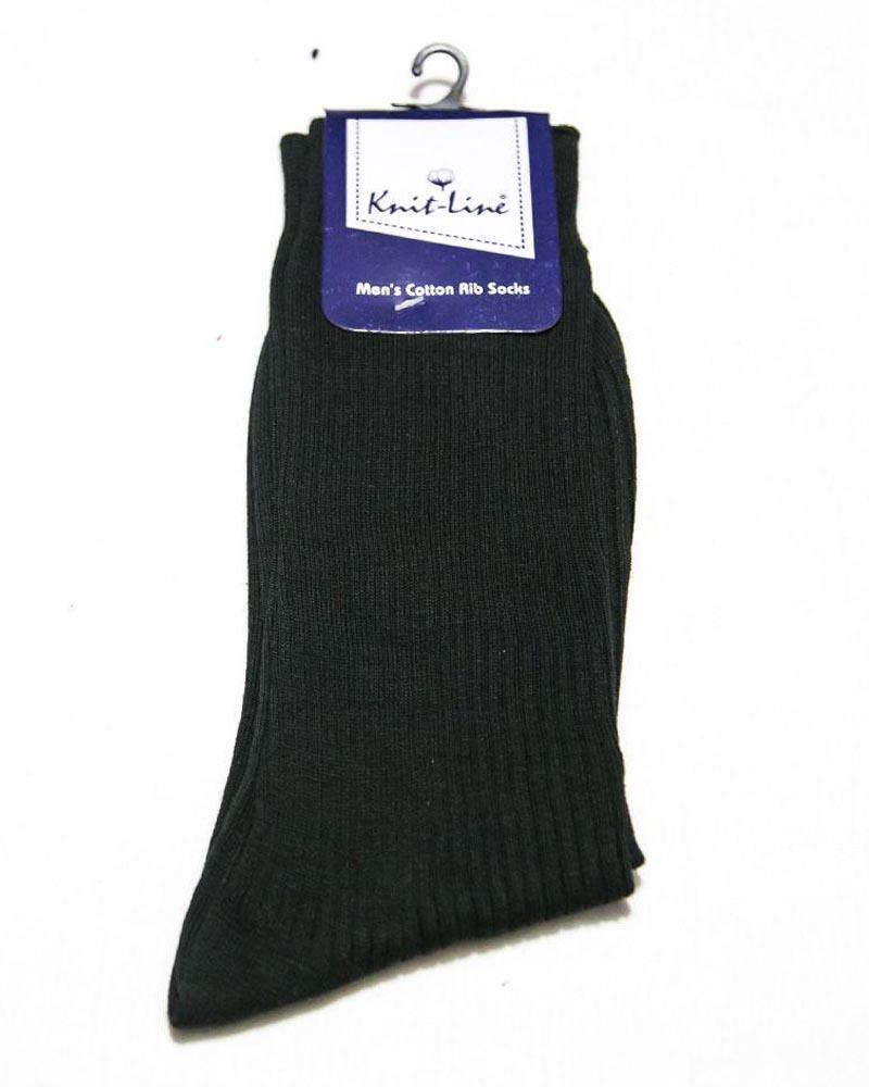 Black Men's Cotton Rib Socks - KL-20