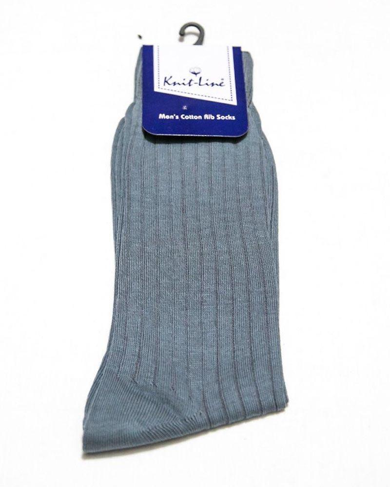 Grey Cotton Rib Socks - KL-20