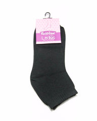 Knit Line Plain Black Ladies Socks