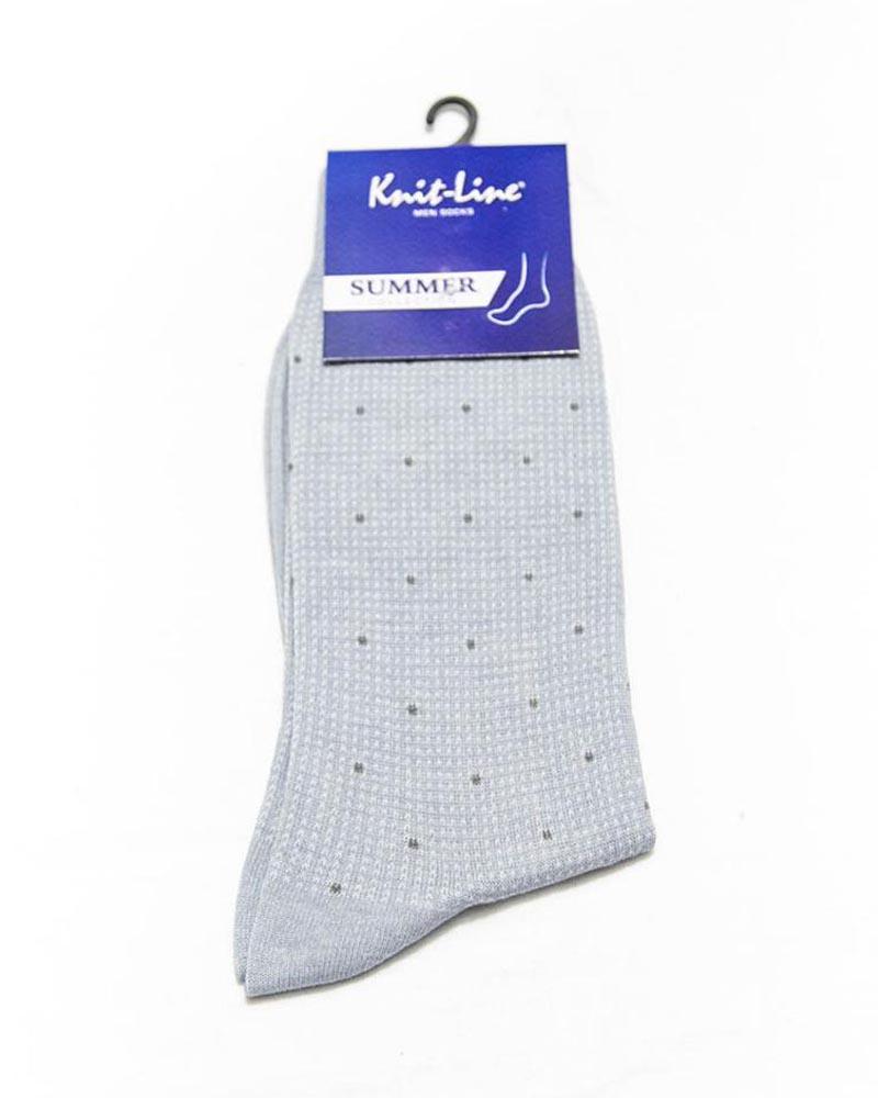 Knit Line Light Grey Dotted Socks