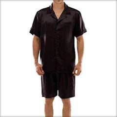 Polyester Solid Satin Men's Boxer Set MPJ20-BK