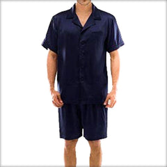 Polyester Solid Satin Men's Boxer Set MPJ20-NV
