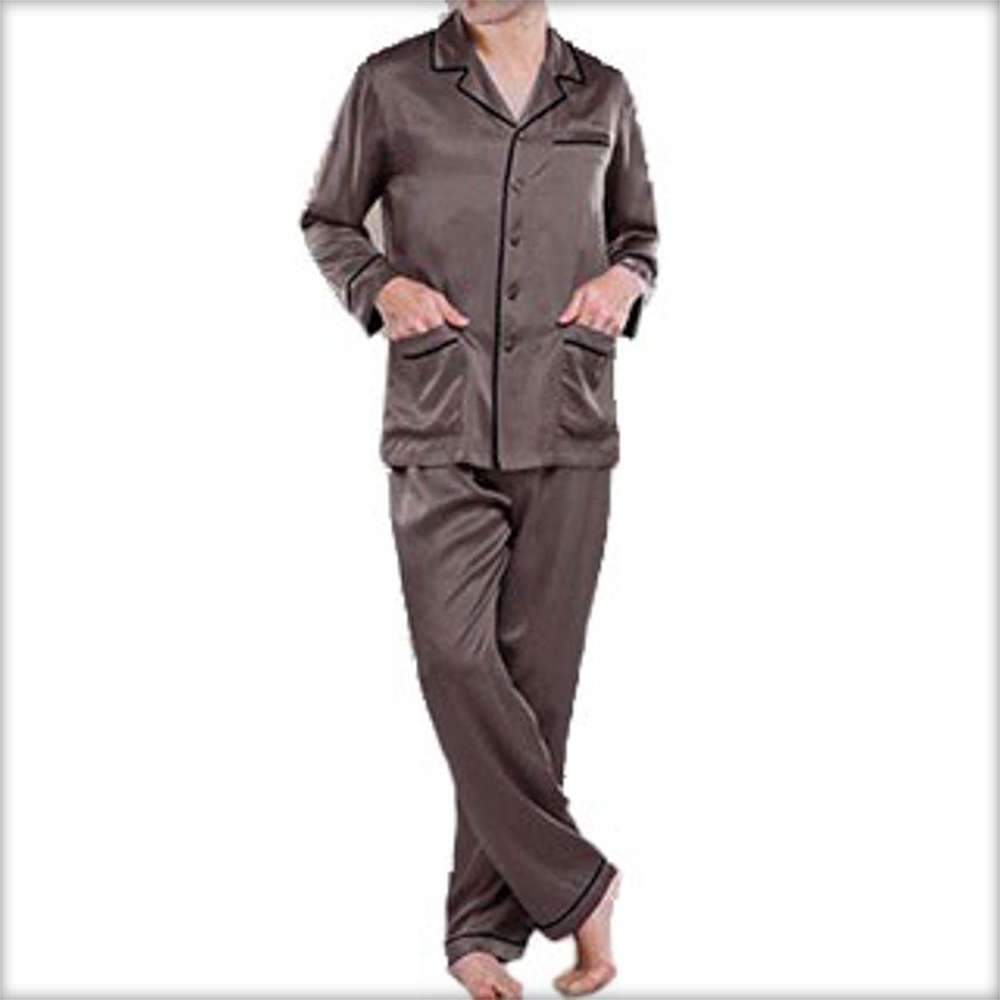 Solid Satin Men's PJ Set With Piping PJ53-CH