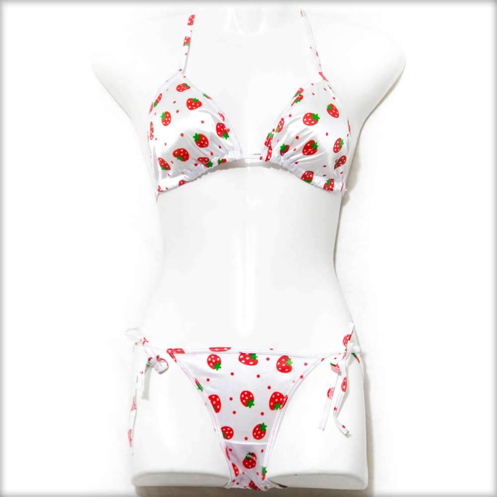 Strawberry White Bikini Set