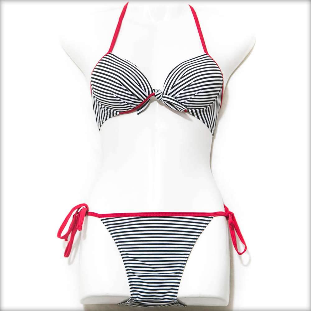 Black & White Lines Bikini Set