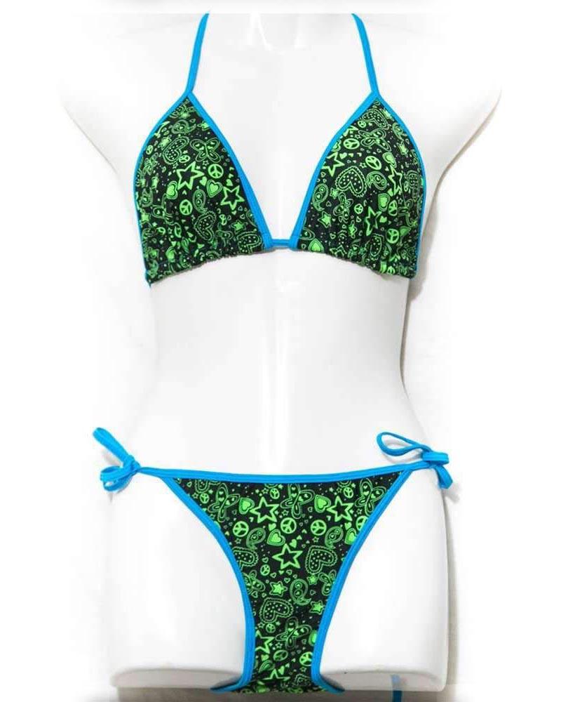 Green Star Triangle Bikini Set - Swimwear