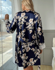 Deep Love Silk 3 Piece Nighty-Navy Blue