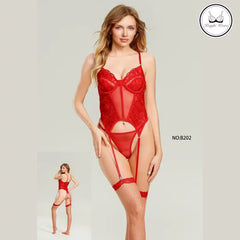 Red Lace Corset Lingerie