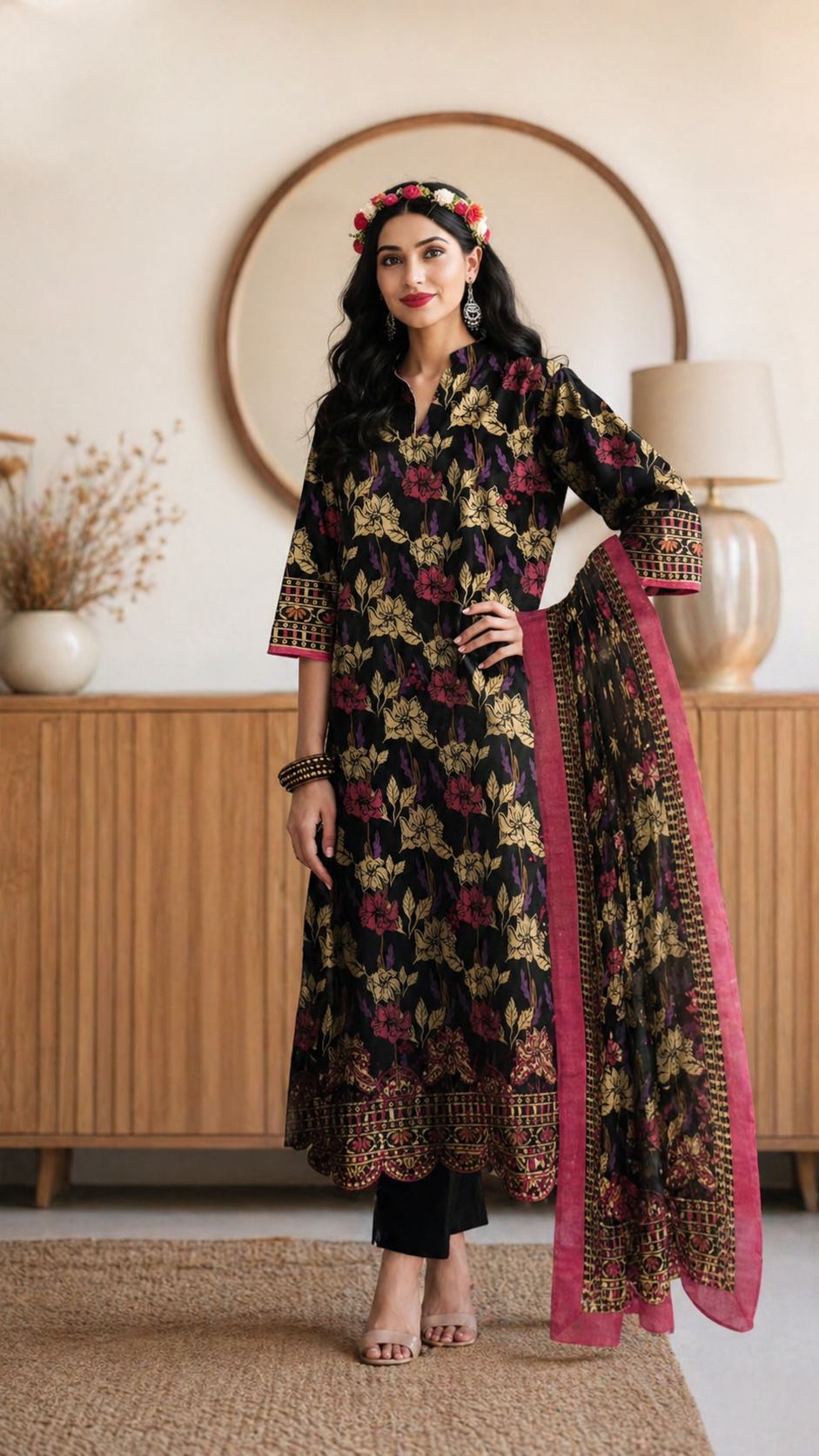 AJWA NOOR Printed Cotton Collection - 3D Laser Cutwork - D#2083A