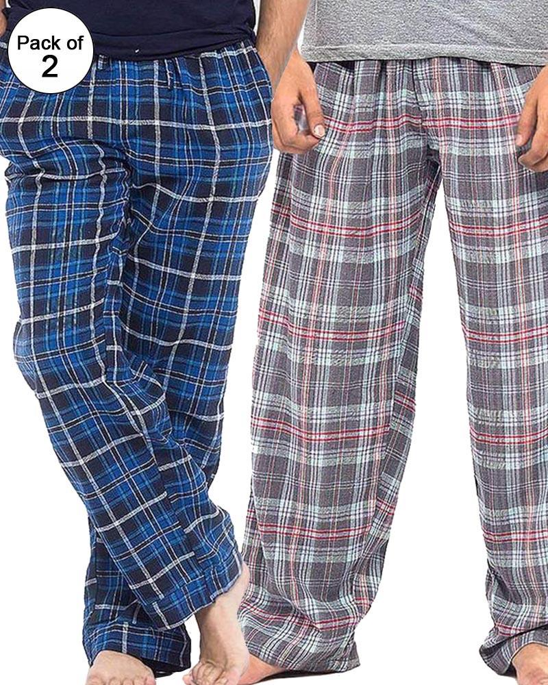 Pack of 2 - Men's Cotton Check Pajama - Cotton Yarn Dyed Flannel Men's Pajama MF-15