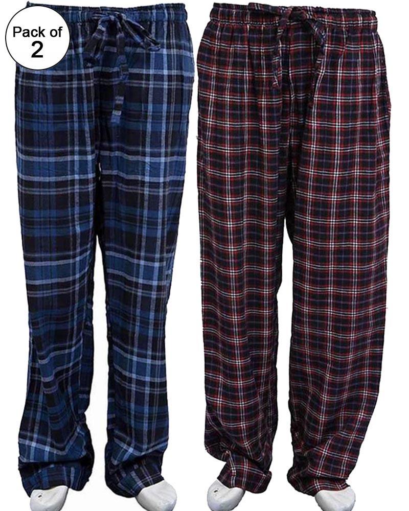 Pack of 2 - Men's Cotton Check Pajama - Cotton Yarn Dyed Flannel Men's Pajama MF-12